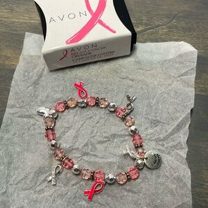 Avon Breast Cancer Crusade Ribbon Charm Bracelet